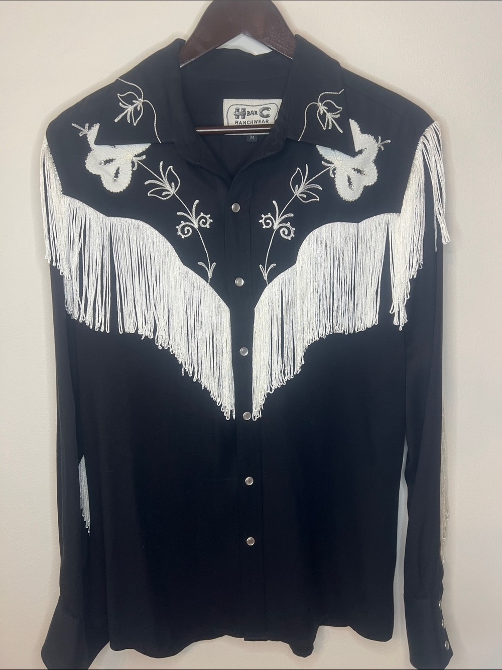 Western Fringe Embroidered Shirt - Black & White